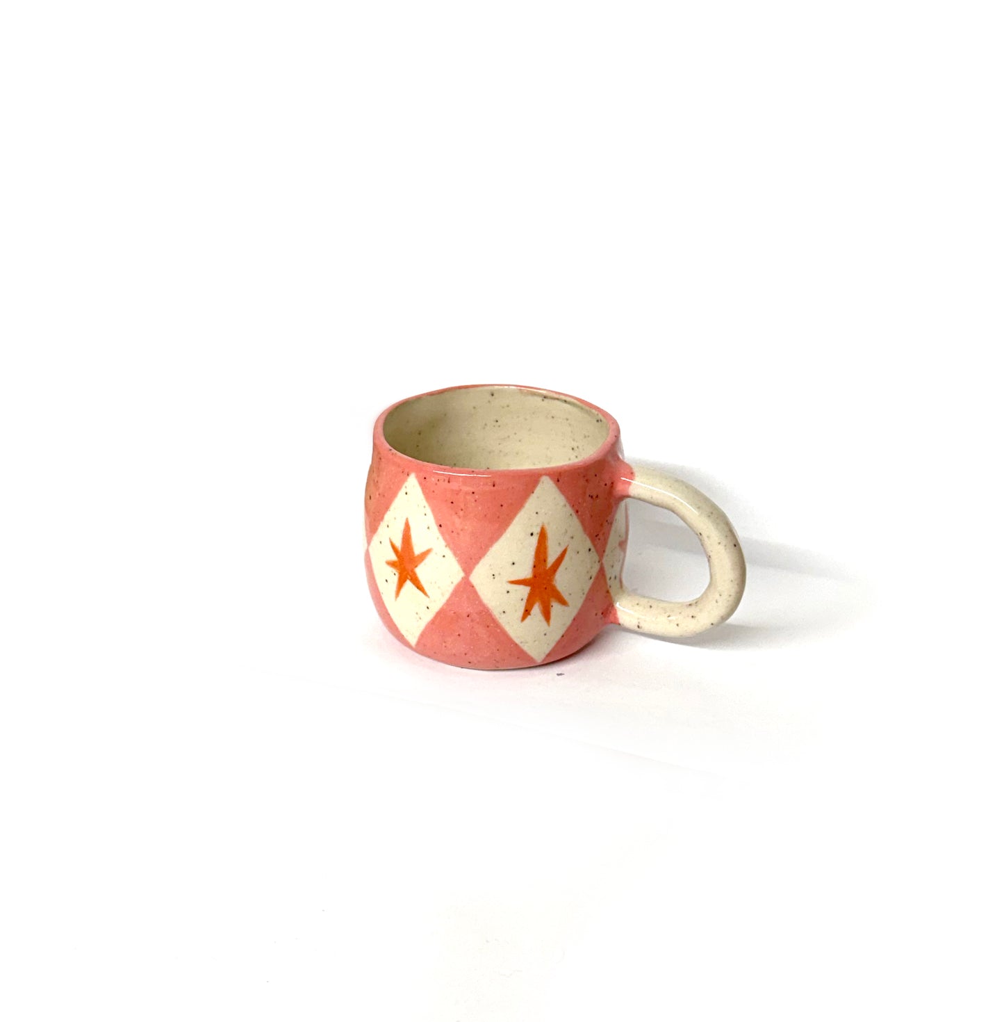 Diamond Starburst Ceramic Mug in Coral