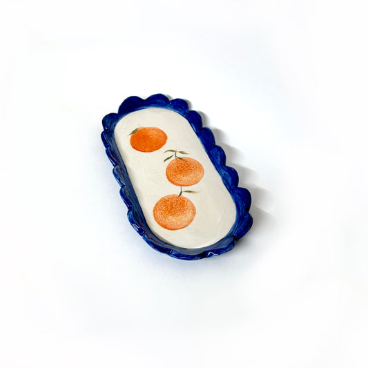 Handpainted Orange Platter with Scalloped Edge