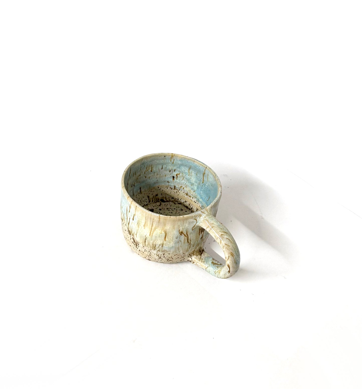 Blue Drip Speckled Mug (Flat white)