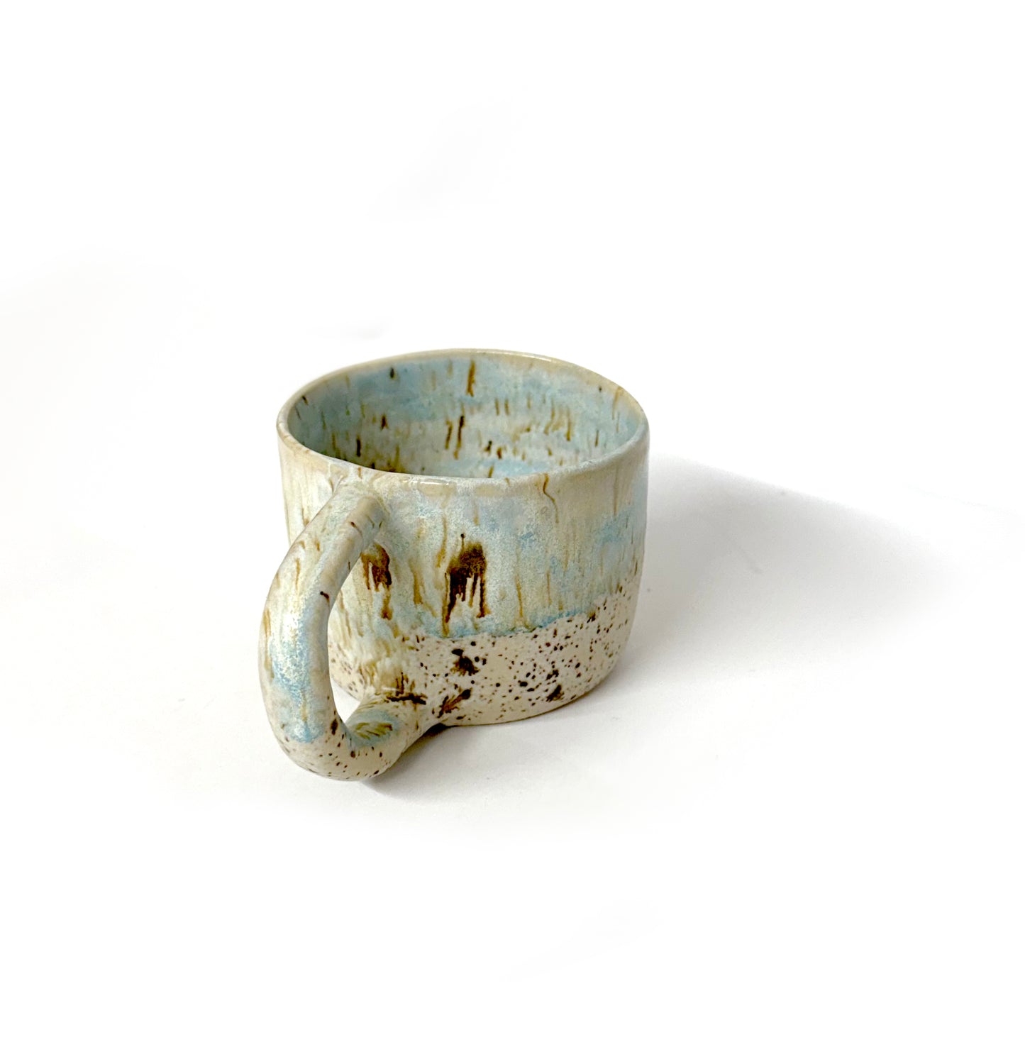 Blue Drip Speckled Mug (Flat white)