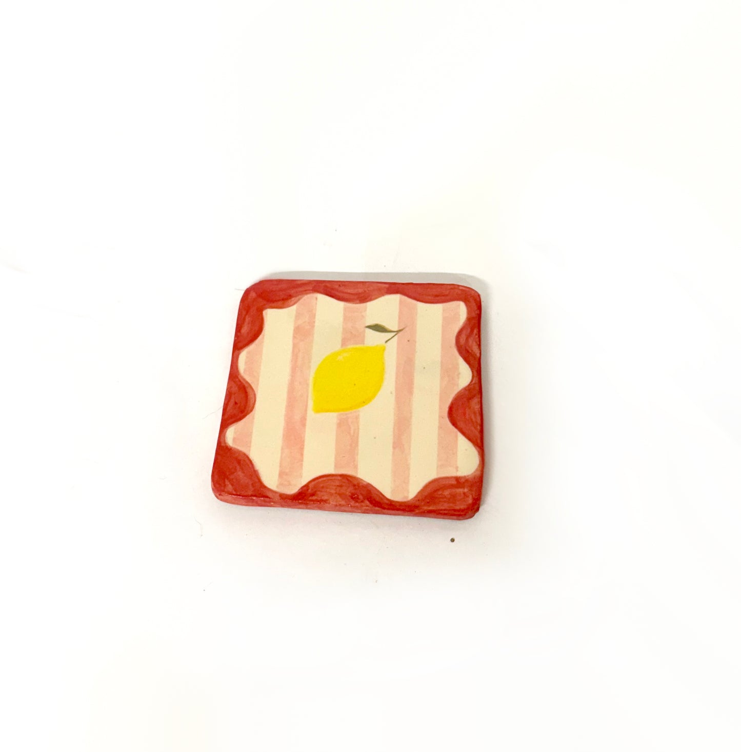 Hand Painted Ceramic Lemon Coaster