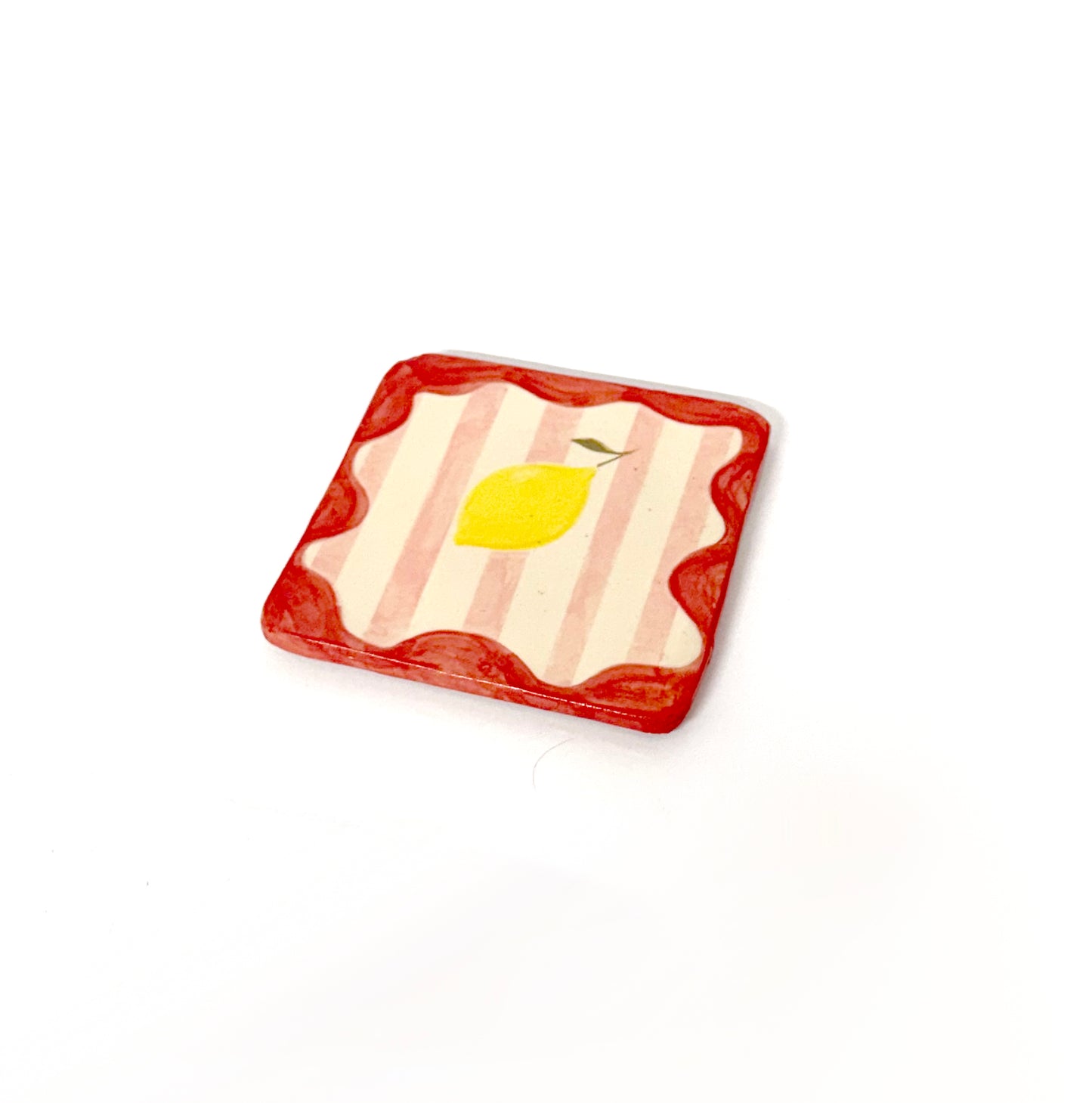 Hand Painted Ceramic Lemon Coaster