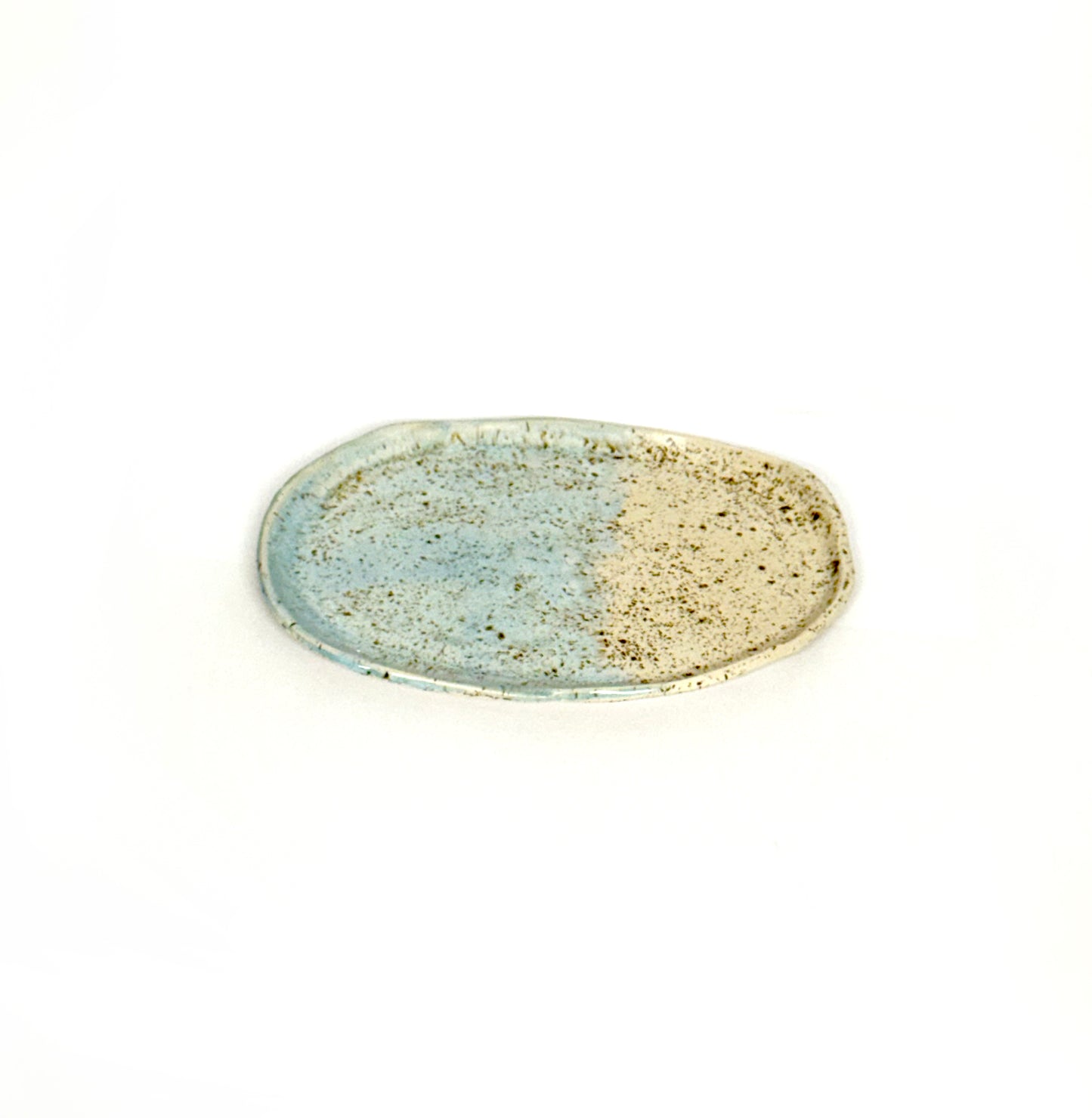 Irregular Dish with blue & speckle detail