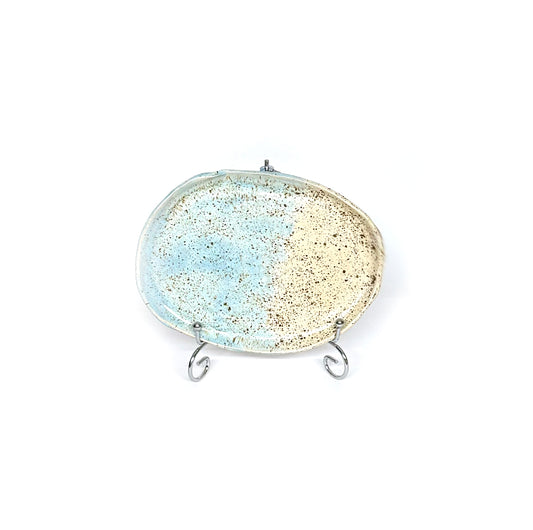 Irregular Dish with blue & speckle detail