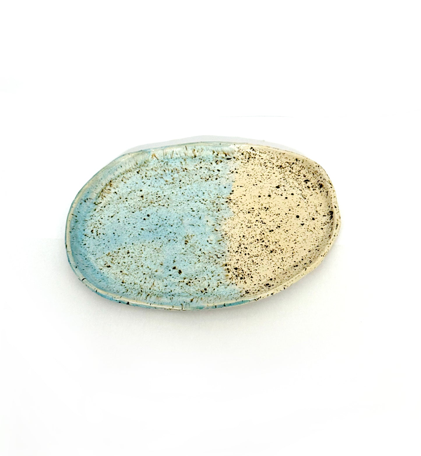 Irregular Dish with blue & speckle detail